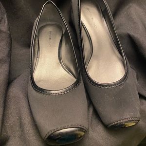 Bandolino-Black Square Toe Shiny Wedge-7-1/2‎